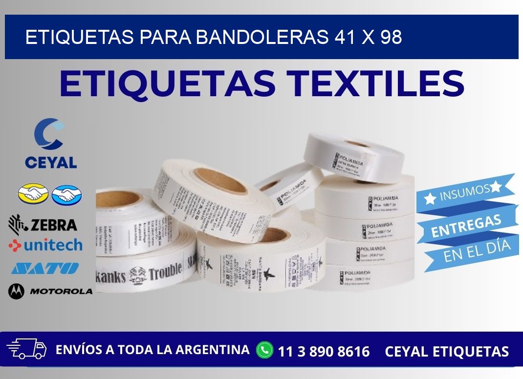 ETIQUETAS PARA BANDOLERAS 41 x 98