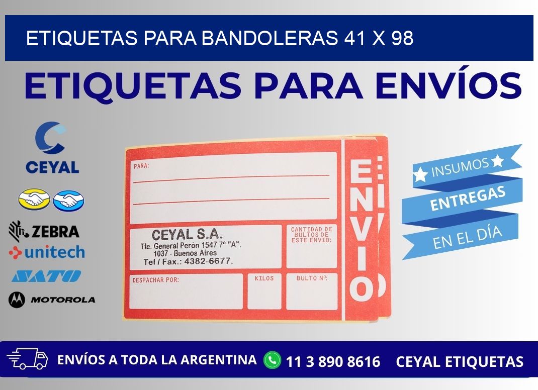 ETIQUETAS PARA BANDOLERAS 41 x 98