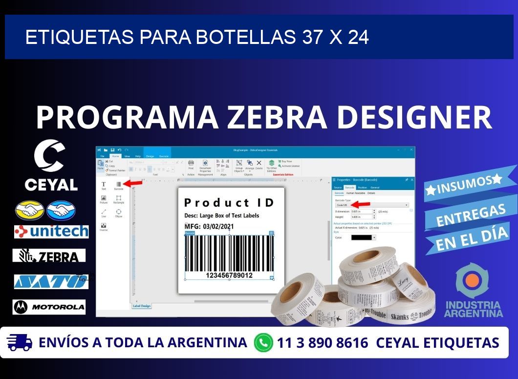 ETIQUETAS PARA BOTELLAS 37 x 24