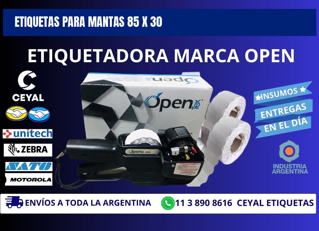 ETIQUETAS PARA MANTAS 85 x 30