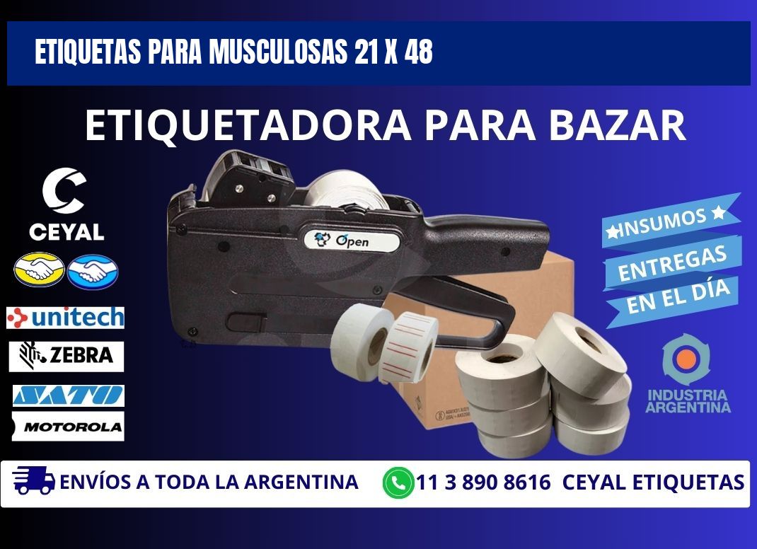 ETIQUETAS PARA MUSCULOSAS 21 x 48