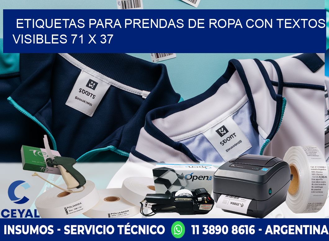 ETIQUETAS PARA PRENDAS DE ROPA CON TEXTOS VISIBLES 71 x 37