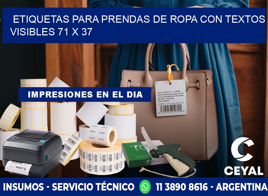 ETIQUETAS PARA PRENDAS DE ROPA CON TEXTOS VISIBLES 71 x 37