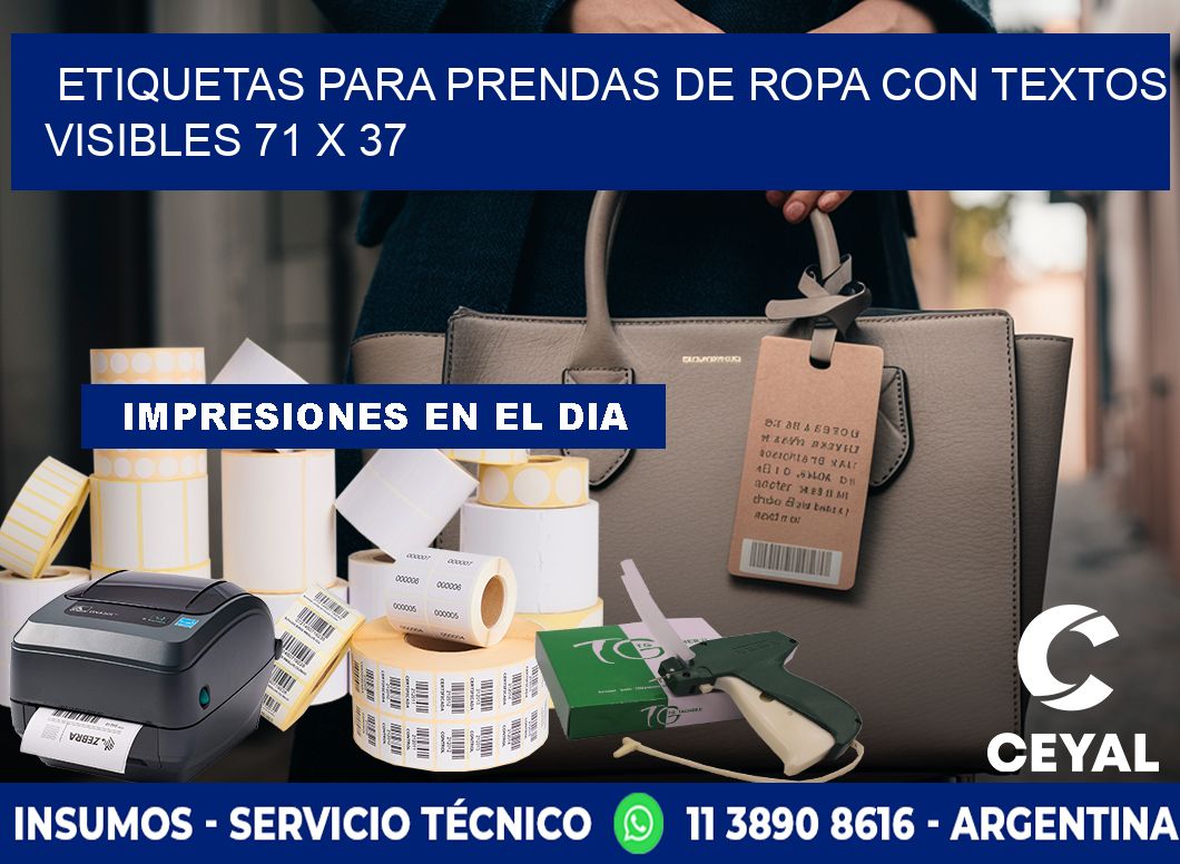 ETIQUETAS PARA PRENDAS DE ROPA CON TEXTOS VISIBLES 71 x 37