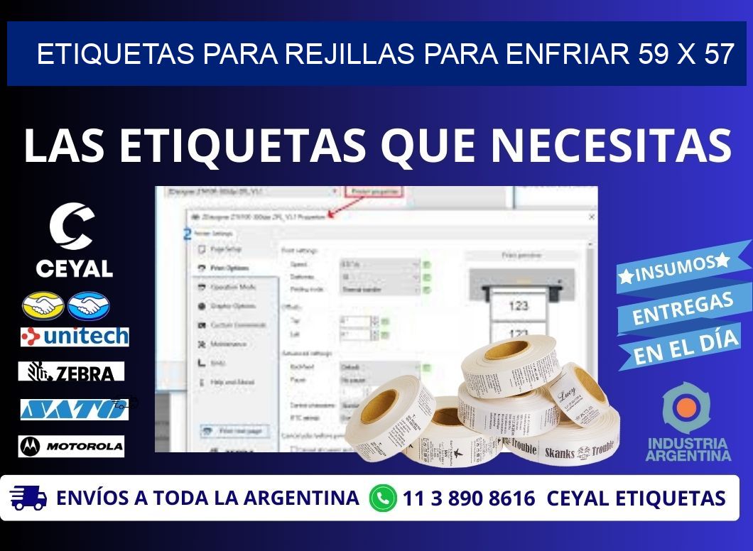 ETIQUETAS PARA REJILLAS PARA ENFRIAR 59 x 57