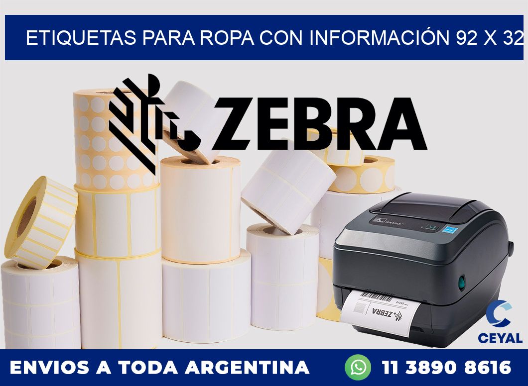 ETIQUETAS PARA ROPA CON INFORMACIÓN 92 x 32