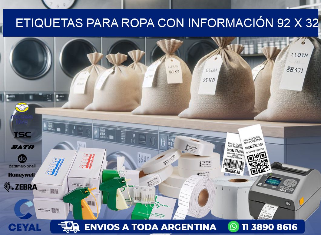 ETIQUETAS PARA ROPA CON INFORMACIÓN 92 x 32