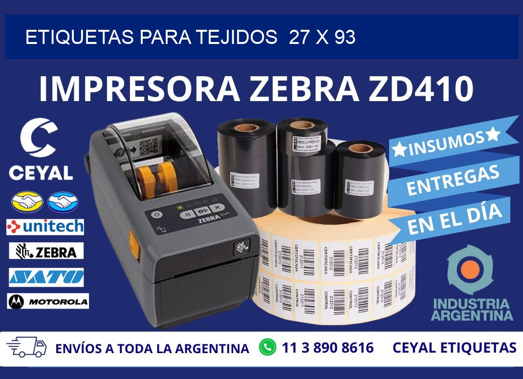 ETIQUETAS PARA TEJIDOS  27 x 93
