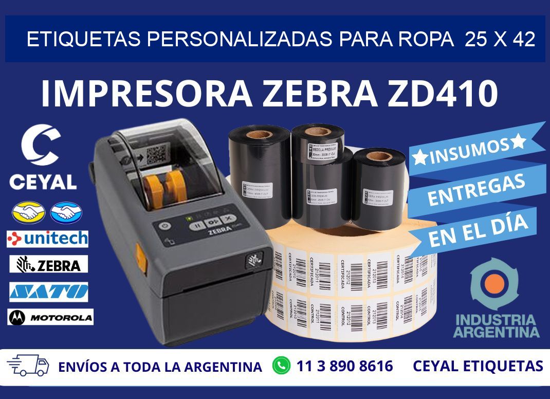 ETIQUETAS PERSONALIZADAS PARA ROPA  25 x 42