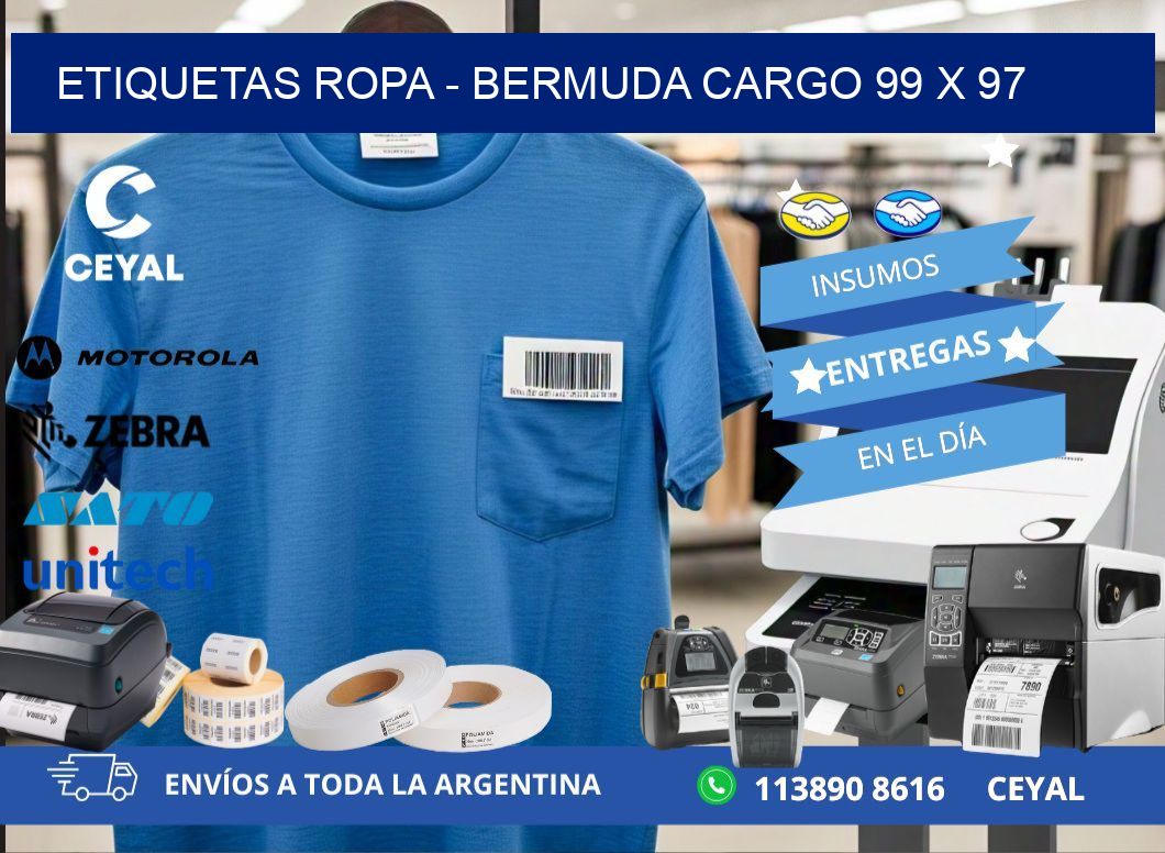 ETIQUETAS ROPA - BERMUDA CARGO 99 x 97