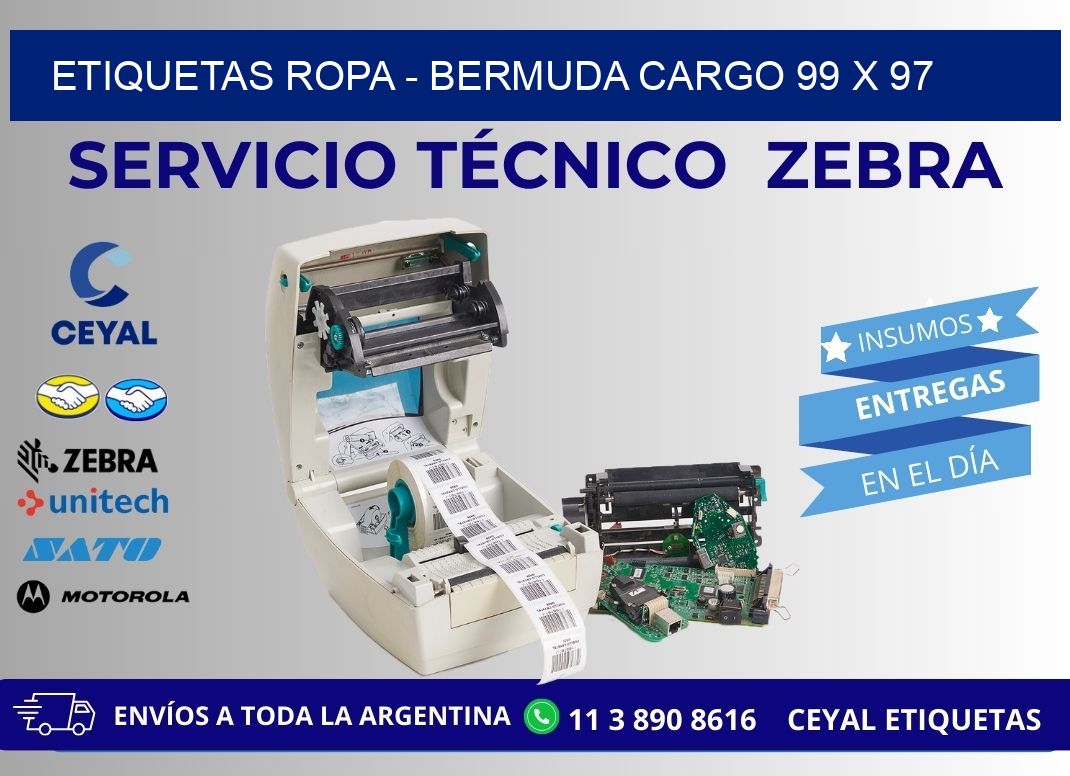 ETIQUETAS ROPA - BERMUDA CARGO 99 x 97