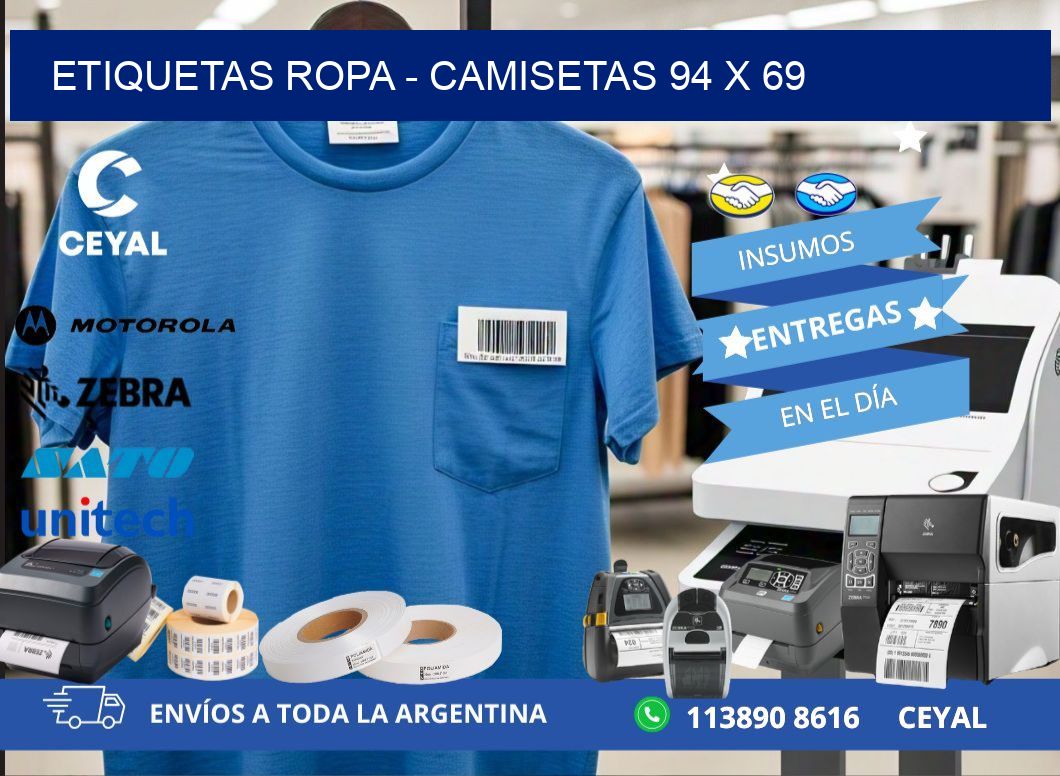 ETIQUETAS ROPA - CAMISETAS 94 x 69