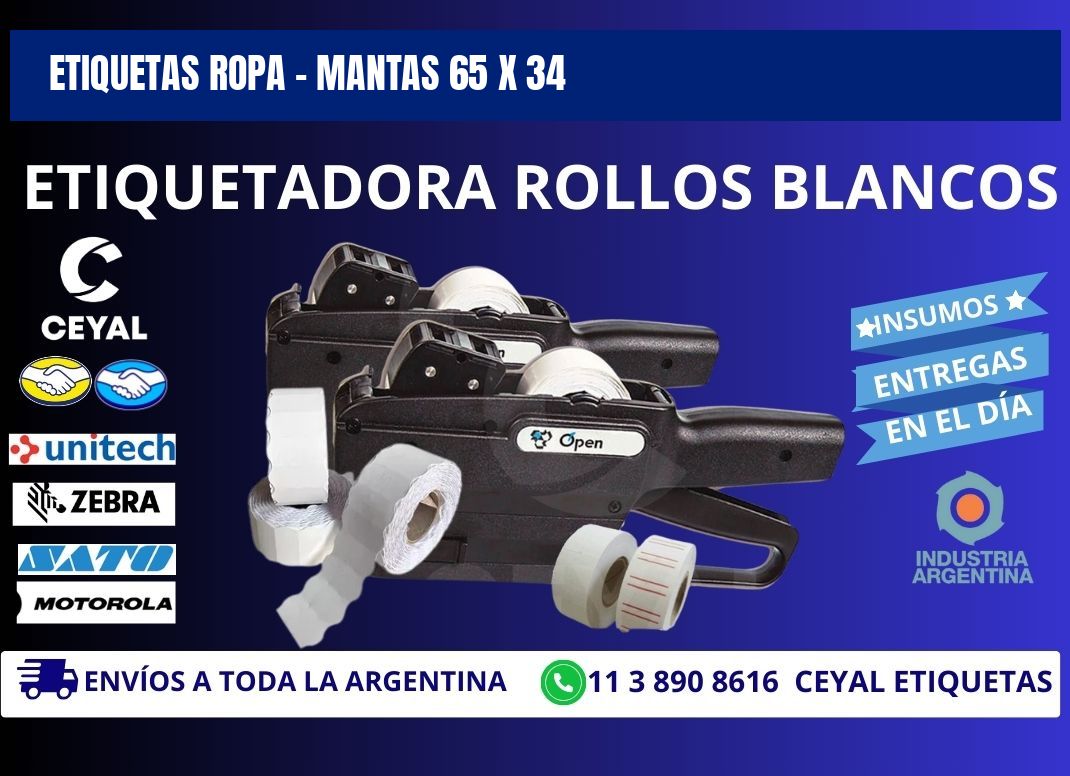 ETIQUETAS ROPA - MANTAS 65 x 34