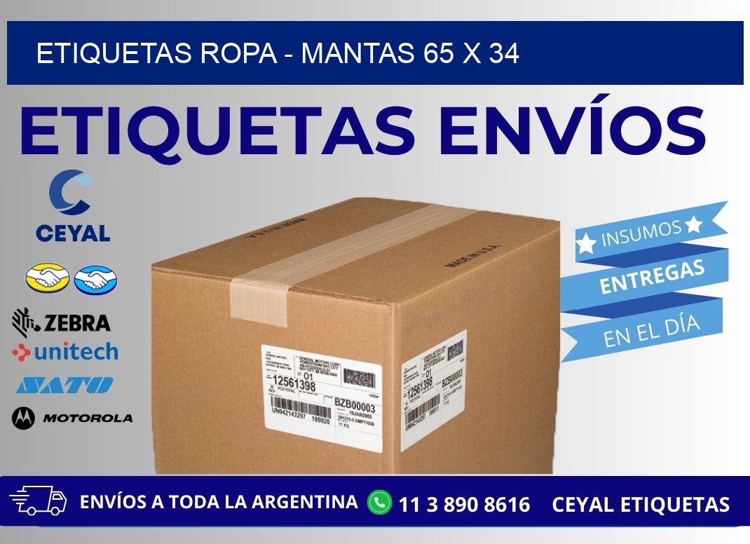 ETIQUETAS ROPA - MANTAS 65 x 34