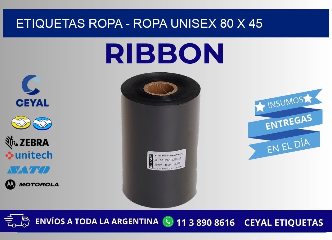 ETIQUETAS ROPA - ROPA UNISEX 80 x 45