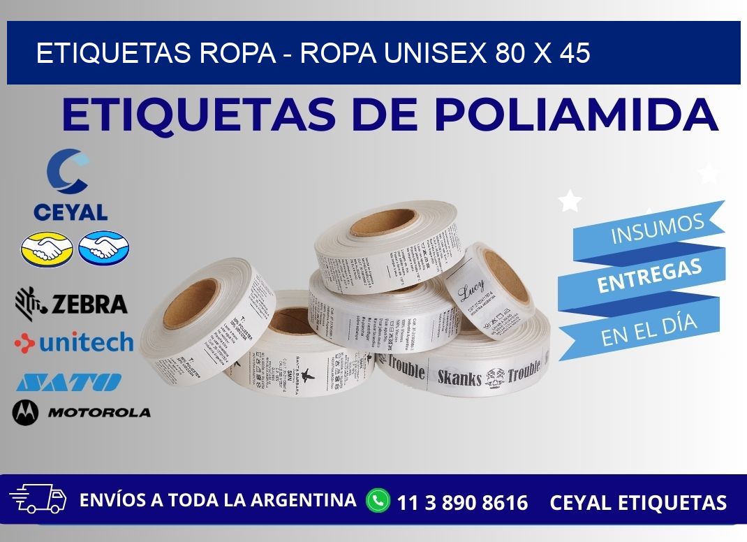 ETIQUETAS ROPA - ROPA UNISEX 80 x 45