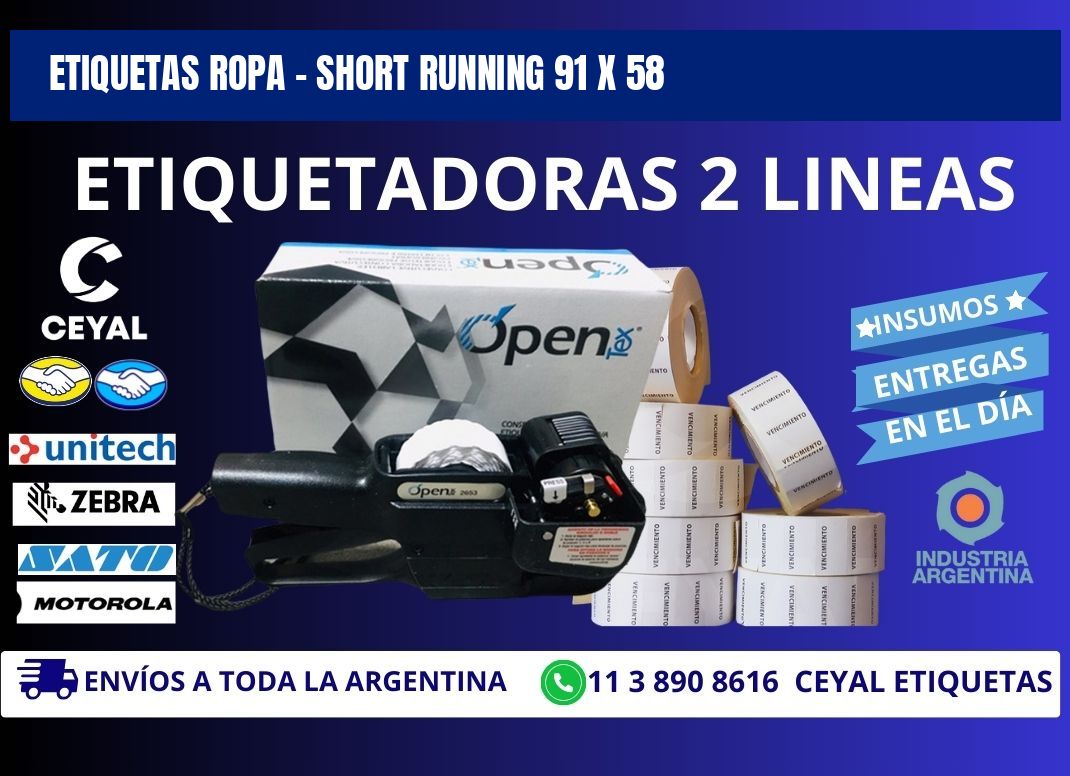 ETIQUETAS ROPA - SHORT RUNNING 91 x 58