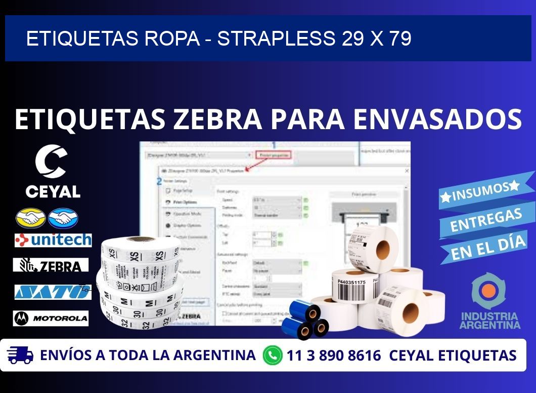 ETIQUETAS ROPA – STRAPLESS 29 x 79