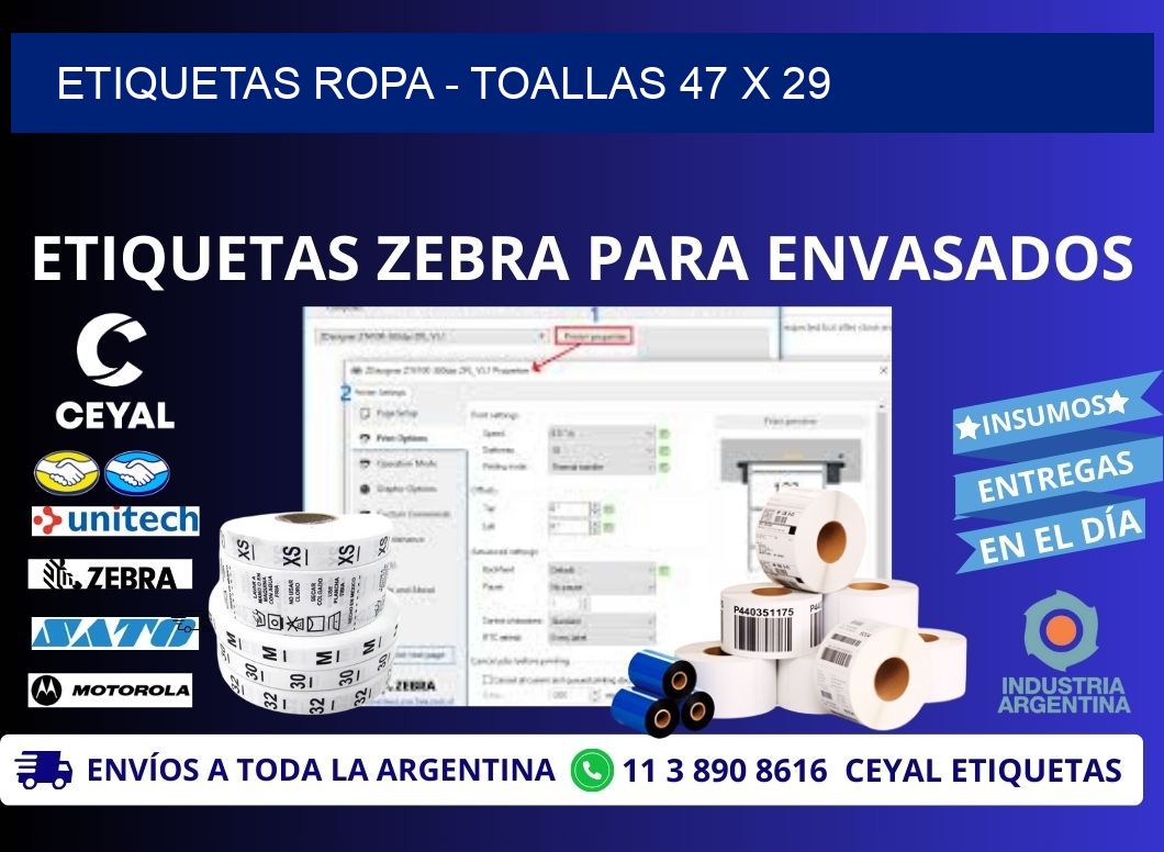ETIQUETAS ROPA - TOALLAS 47 x 29