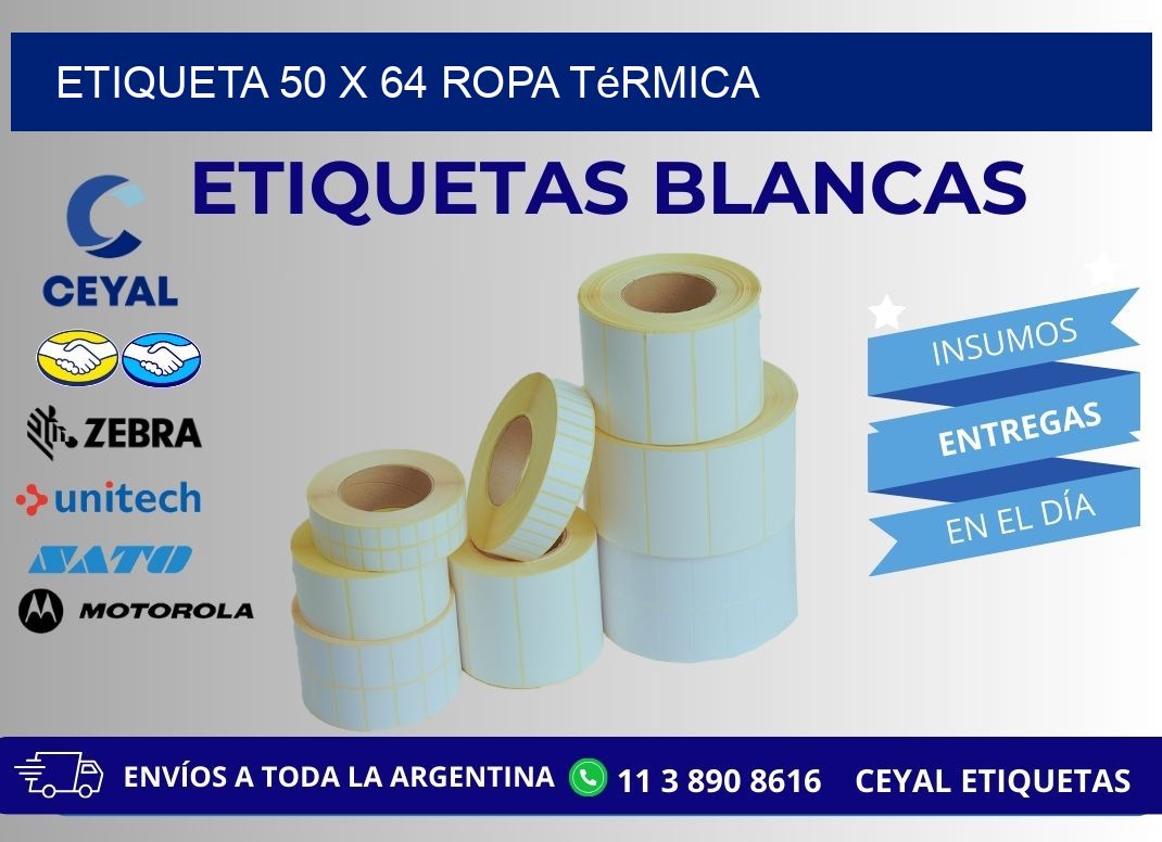 Etiqueta 50 x 64 ropa térmica