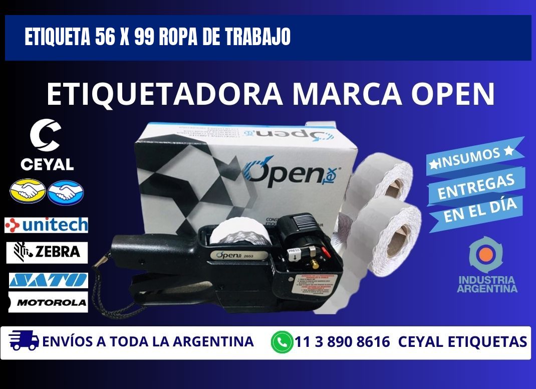 Etiqueta 56 x 99 ropa de trabajo