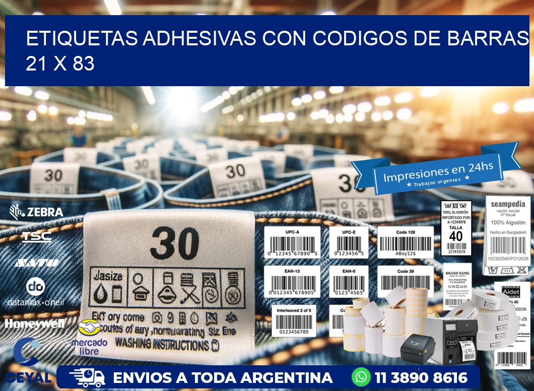Etiquetas Adhesivas con Codigos de Barras  21 x 83