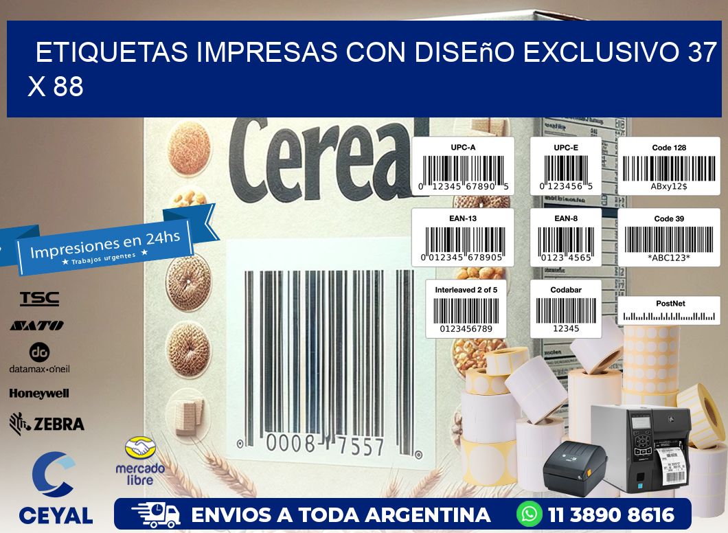 Etiquetas Impresas con Diseño Exclusivo 37 x 88