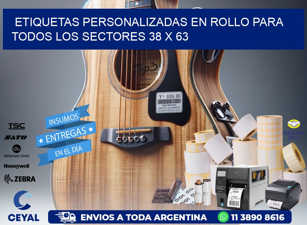 Etiquetas Personalizadas en Rollo para Todos los Sectores 38 x 63