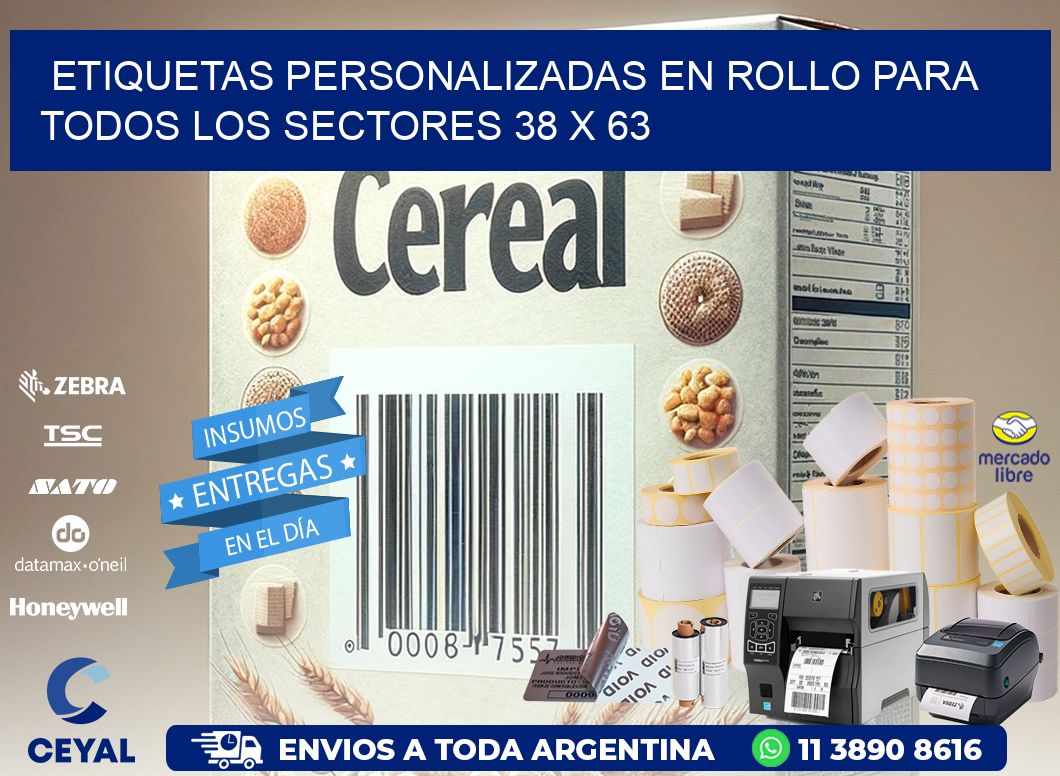 Etiquetas Personalizadas en Rollo para Todos los Sectores 38 x 63