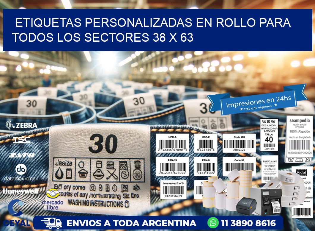 Etiquetas Personalizadas en Rollo para Todos los Sectores 38 x 63