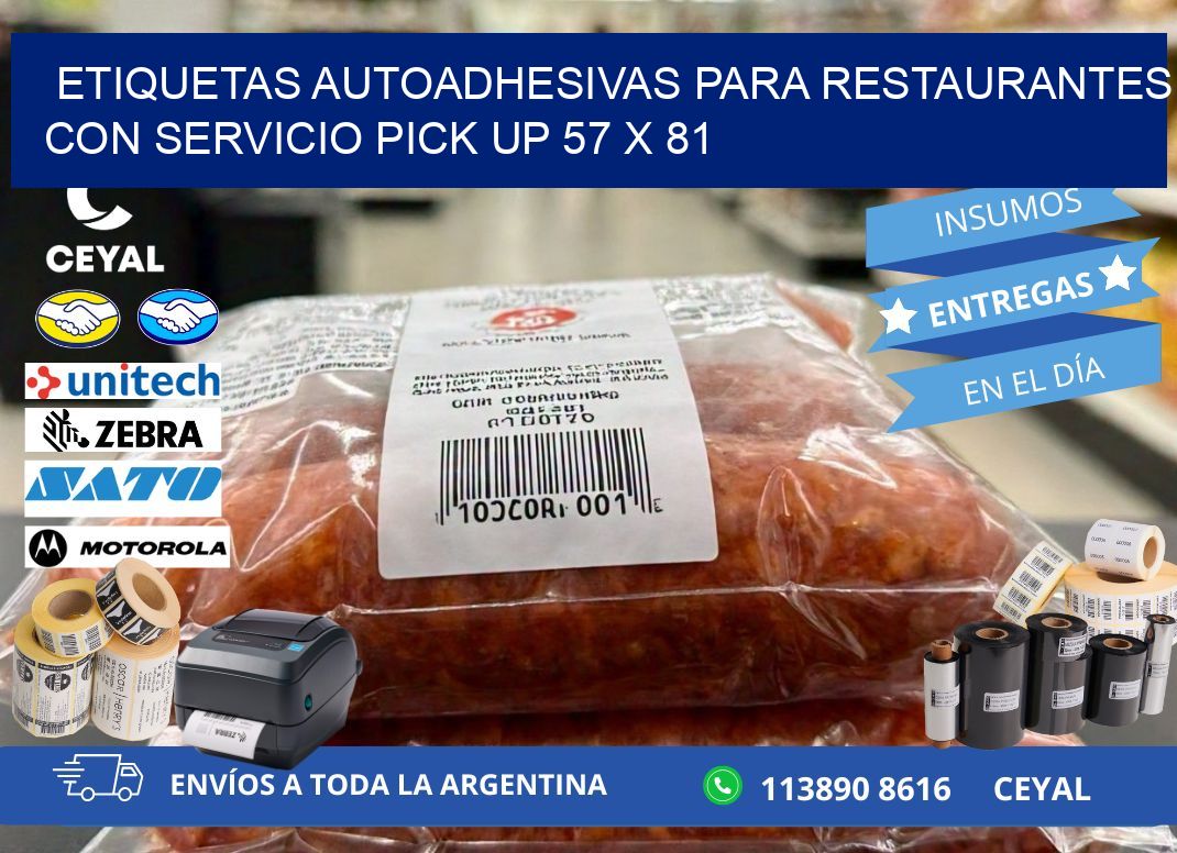 Etiquetas autoadhesivas para restaurantes con servicio pick up 57 x 81