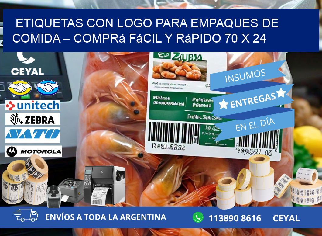 Etiquetas con logo para empaques de comida – Comprá fácil y rápido 70 x 24