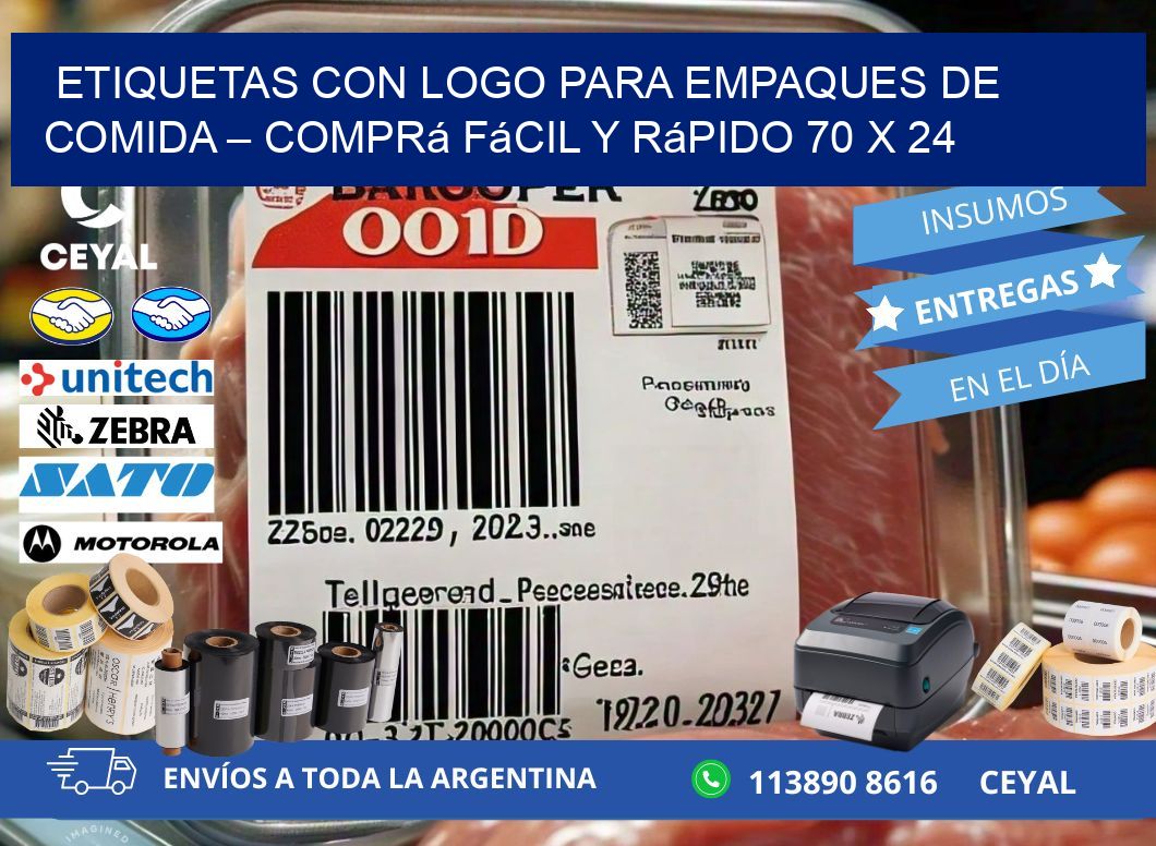 Etiquetas con logo para empaques de comida – Comprá fácil y rápido 70 x 24