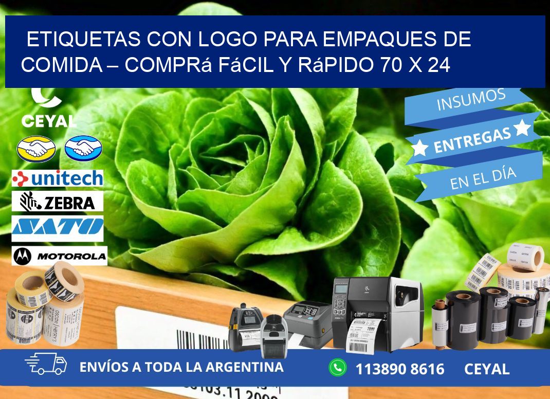 Etiquetas con logo para empaques de comida – Comprá fácil y rápido 70 x 24