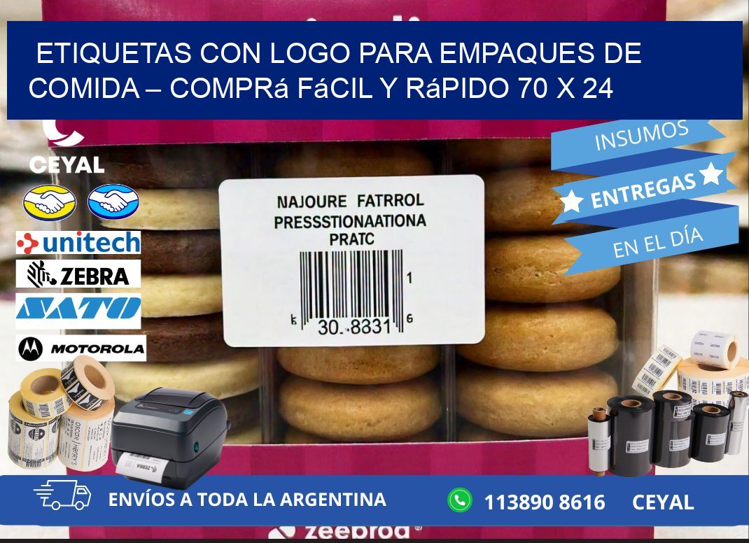 Etiquetas con logo para empaques de comida – Comprá fácil y rápido 70 x 24