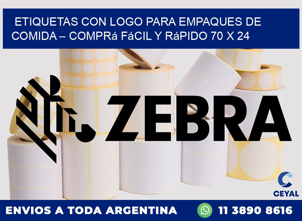 Etiquetas con logo para empaques de comida – Comprá fácil y rápido 70 x 24