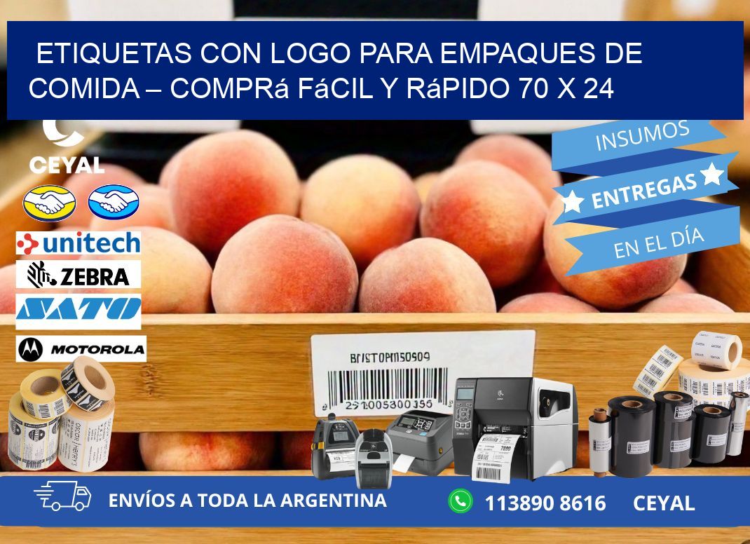 Etiquetas con logo para empaques de comida – Comprá fácil y rápido 70 x 24