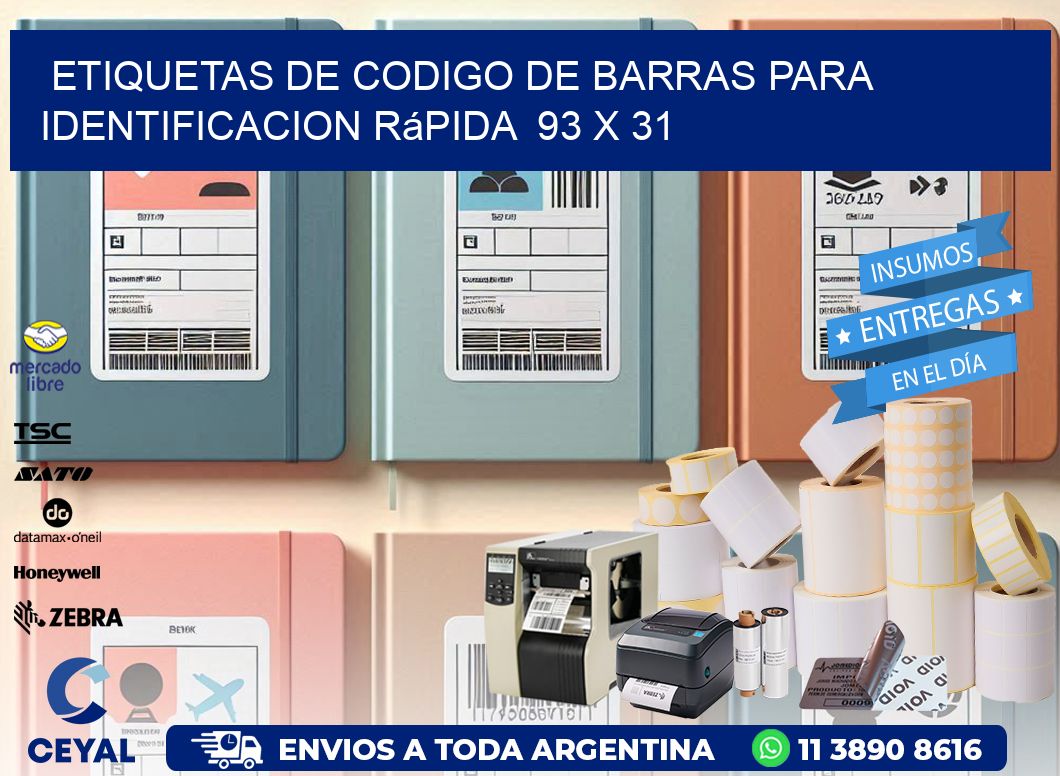 Etiquetas de Codigo de Barras para Identificacion Rápida  93 x 31