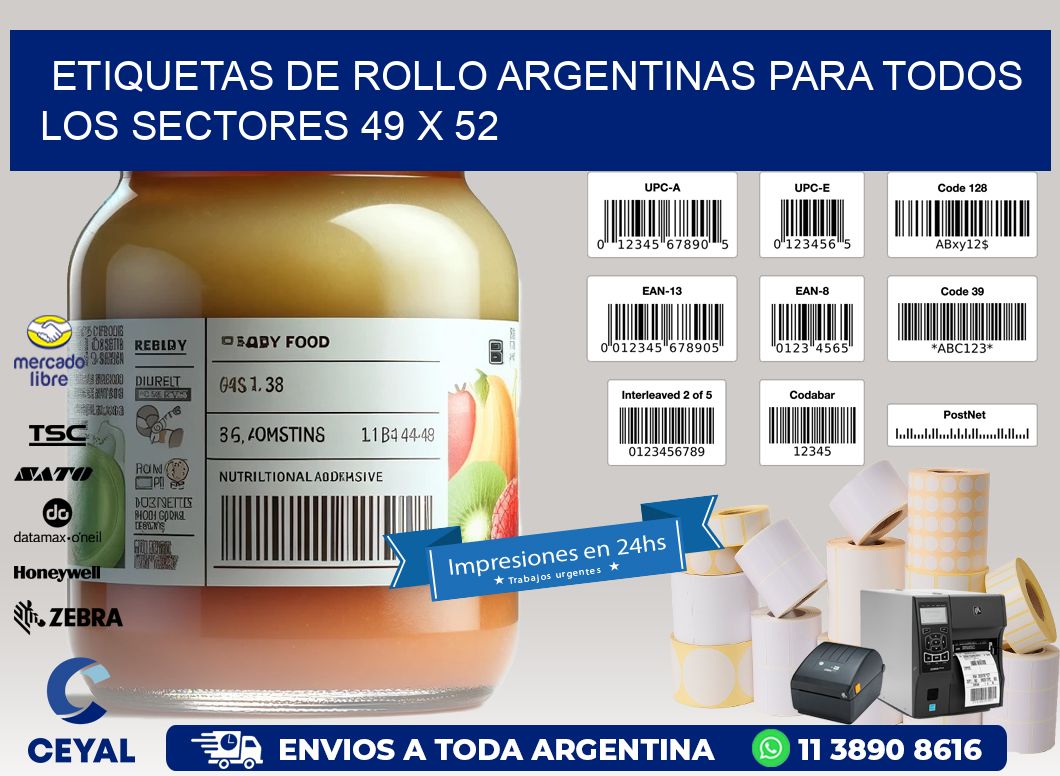 Etiquetas de Rollo Argentinas para Todos los Sectores 49 x 52