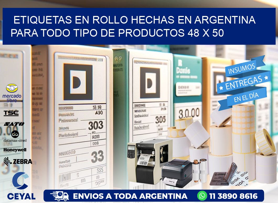 Etiquetas en Rollo Hechas en Argentina para Todo Tipo de Productos 48 x 50