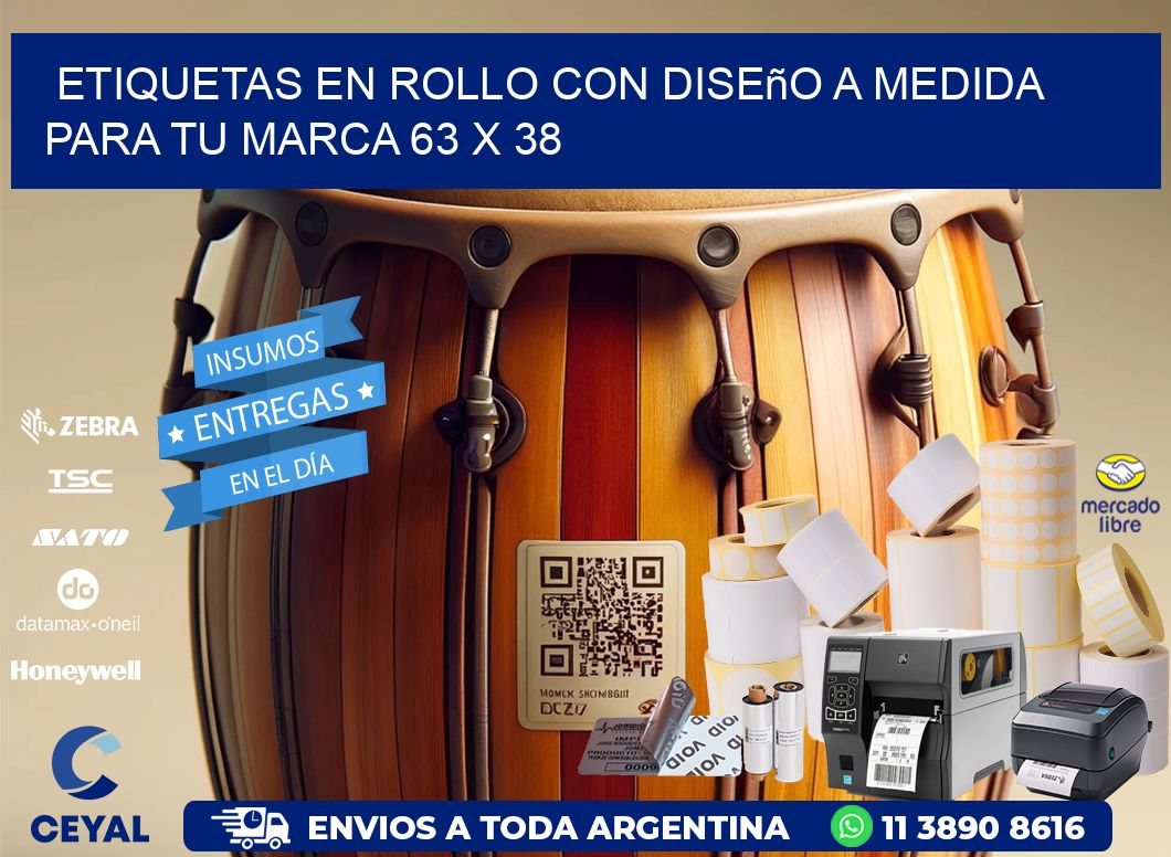Etiquetas en Rollo con Diseño a Medida para tu Marca 63 x 38