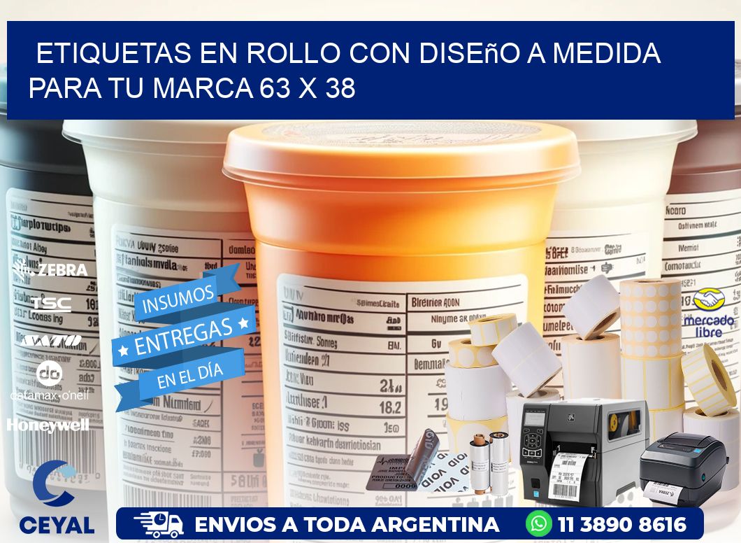 Etiquetas en Rollo con Diseño a Medida para tu Marca 63 x 38