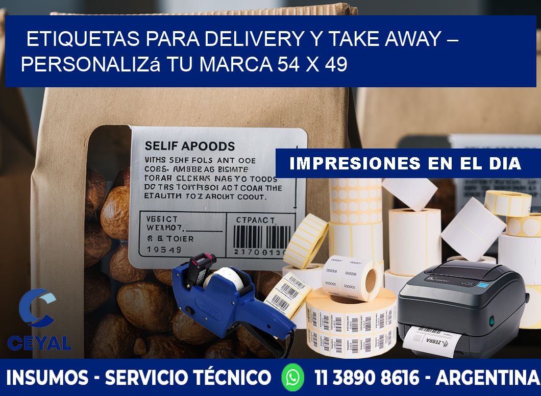 Etiquetas para delivery y take away – Personalizá tu marca 54 x 49