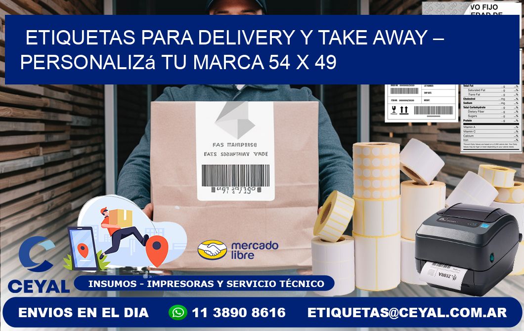 Etiquetas para delivery y take away – Personalizá tu marca 54 x 49