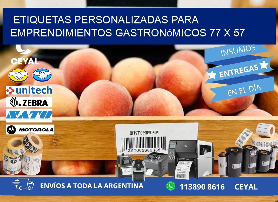 Etiquetas personalizadas para emprendimientos gastronómicos 77 x 57