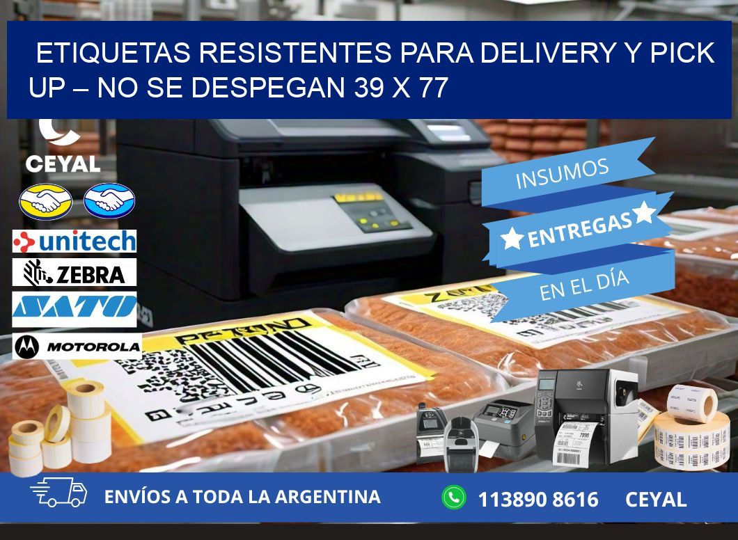 Etiquetas resistentes para delivery y pick up – No se despegan 39 x 77
