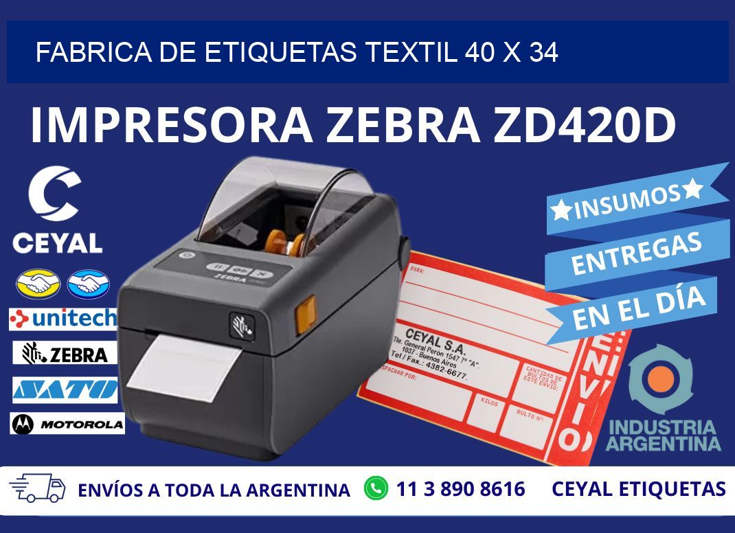 FABRICA DE ETIQUETAS TEXTIL 40 x 34