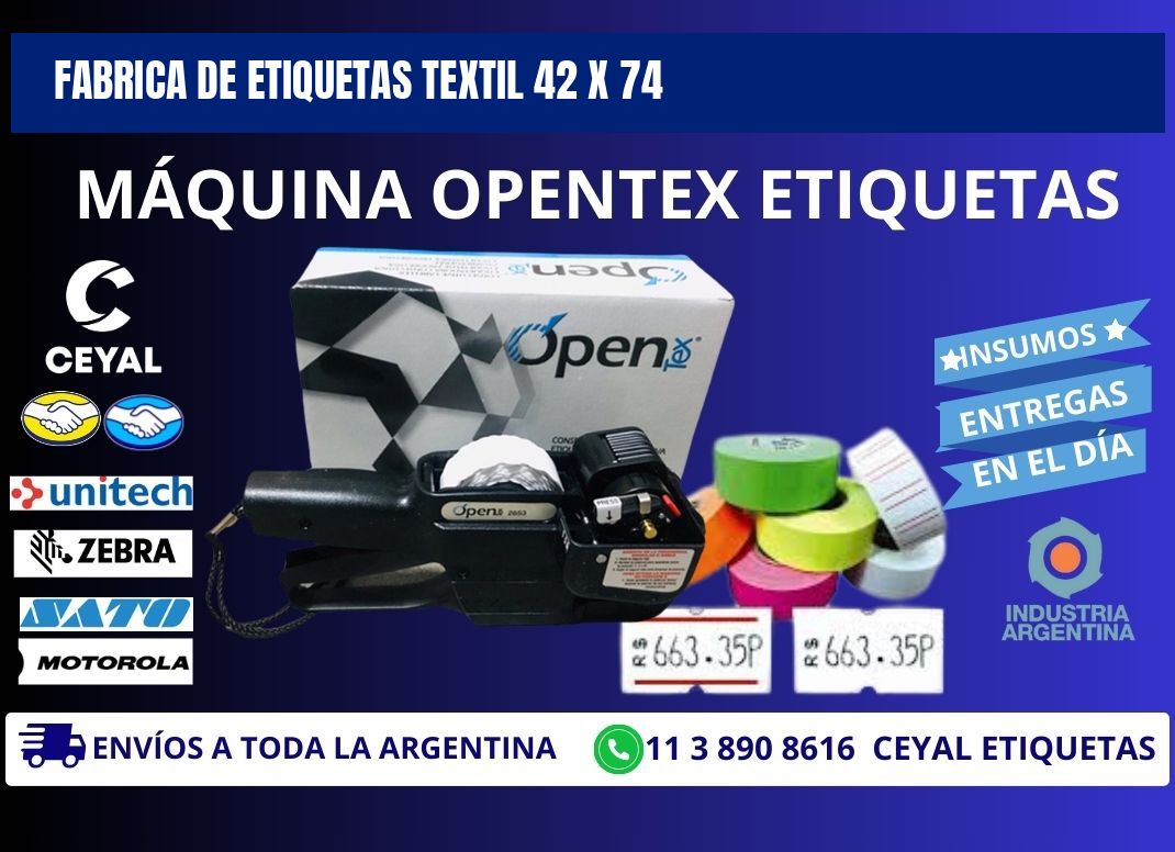FABRICA DE ETIQUETAS TEXTIL 42 x 74