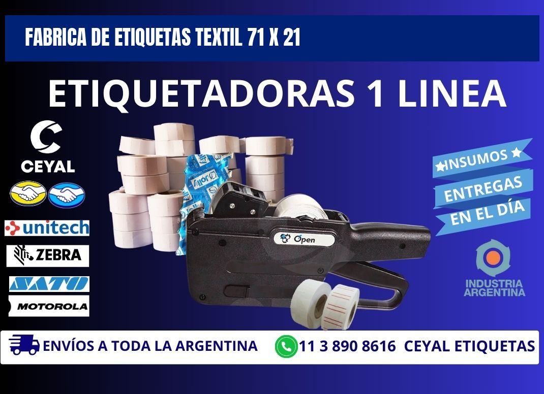 FABRICA DE ETIQUETAS TEXTIL 71 x 21