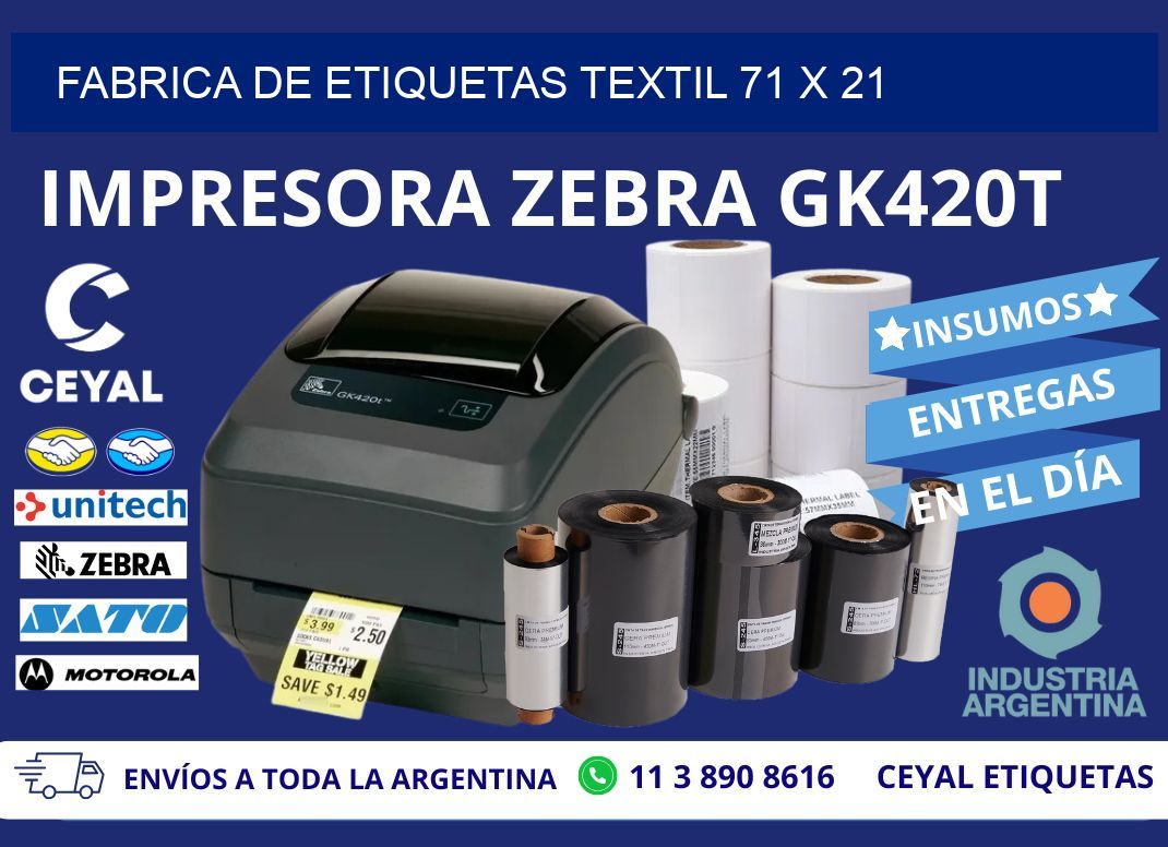 FABRICA DE ETIQUETAS TEXTIL 71 x 21